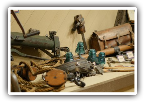 Old tools including linemen equipment