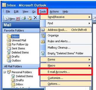 jak przekrzywić pop3 w programie Outlook 2003